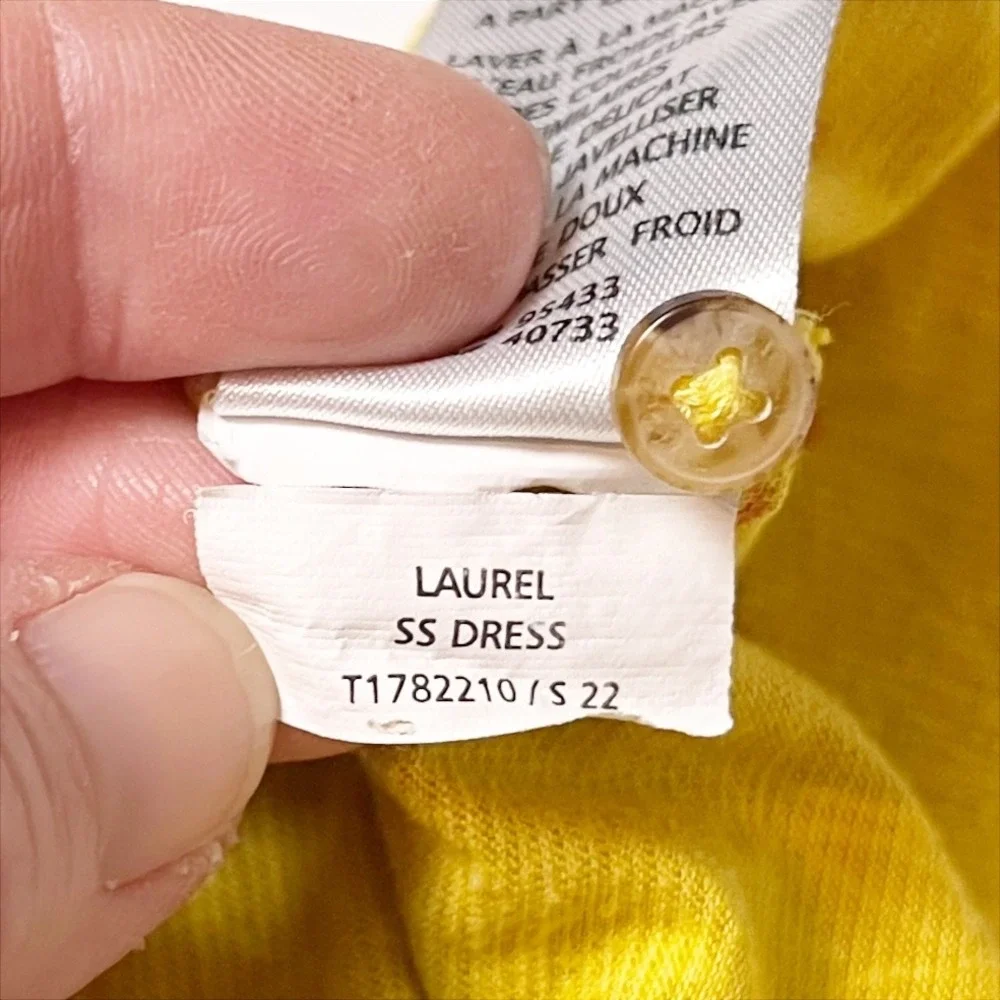 Toad & Co Laurel Dress XL yellow daisy floral short sleeve casual puffed sleeves